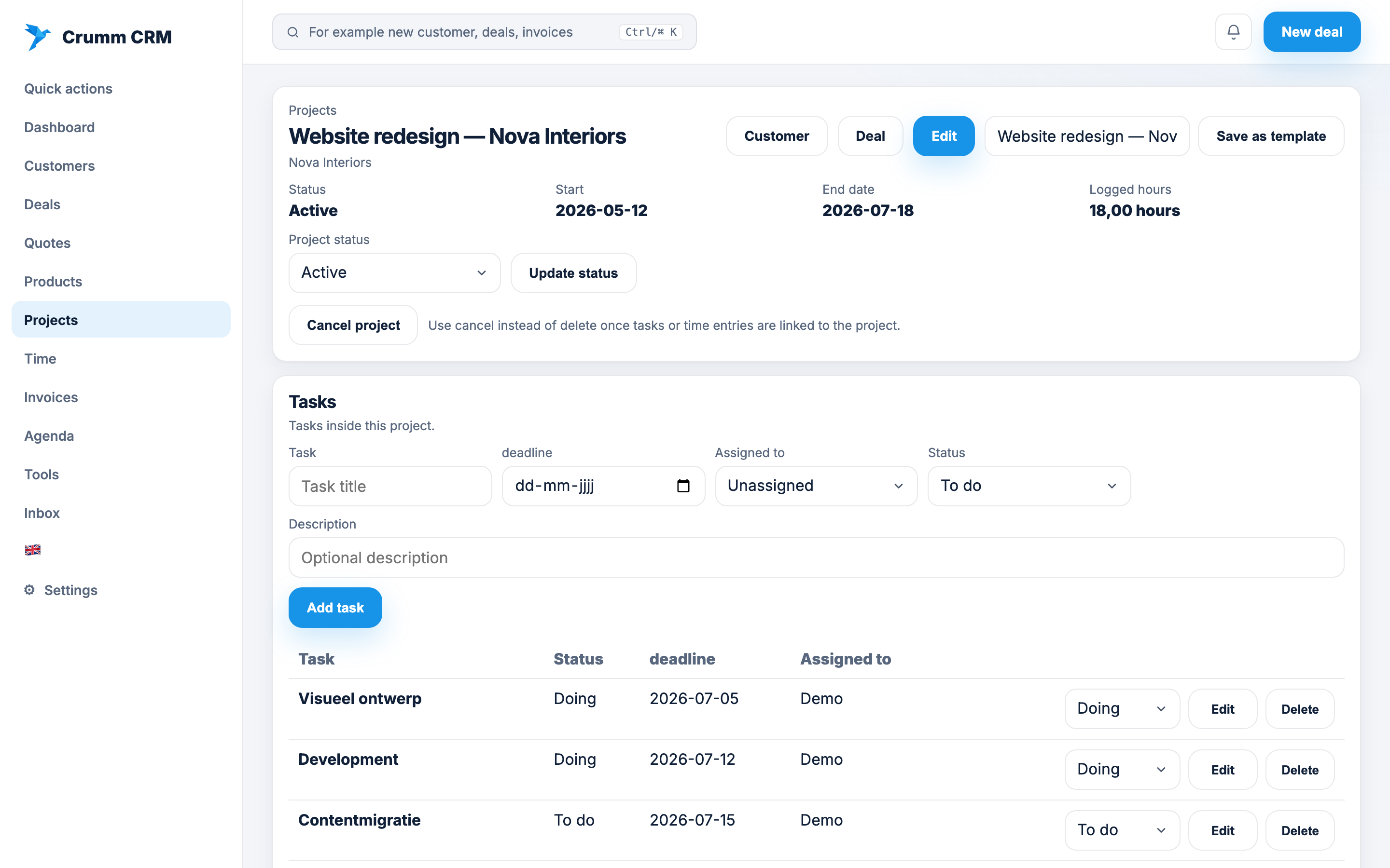 Track work, tasks and time without detours